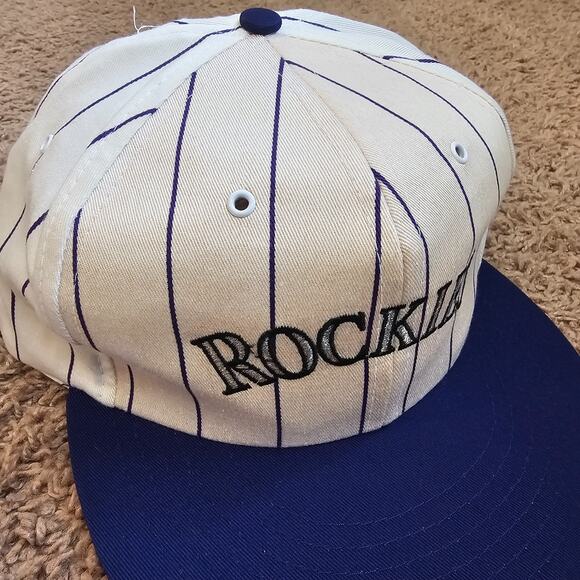 Vtg Denver Rockies Invesco Baseball Cap Snapback Hat Pin Stripe Two Tone RN38106 - Picture 2 of 9